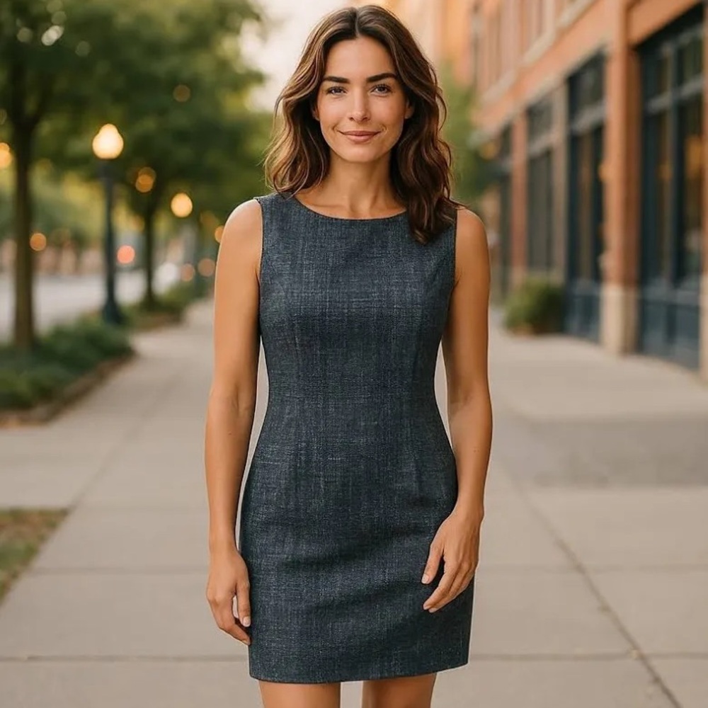 Calvin Klein Double Side Zipper Metallic Tweed Dress